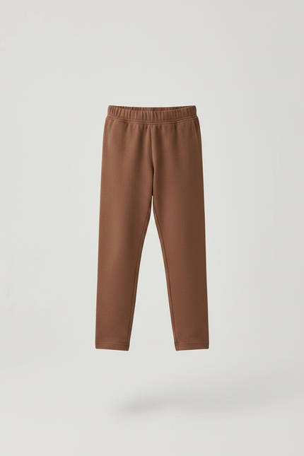 Pantalon Marron Coton Uni Confortable Fille - Molleton - vue 3