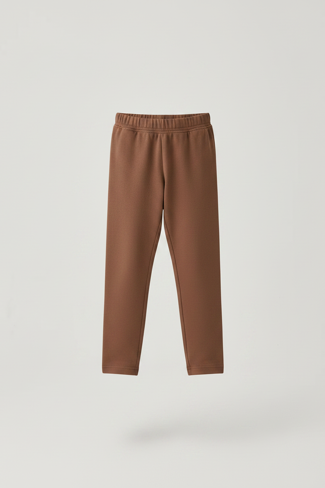 Pantalon Marron Coton Uni Confortable Fille - Molleton - vue 3