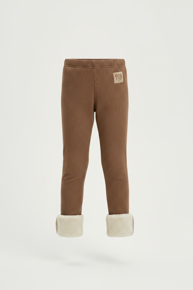 Pantalon Marron Côtelé Doublé Sherpa Chaud Enfants - Cordé - vue 3