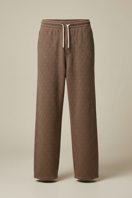 Pantalon Marron Carreaux Ample Décontracté Velours Côtelé Homme - Maille - vue 3