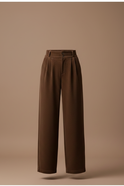 Pantalon Marron Côtelé Ample Plissé Décontracté Élégant Femme - Cordé - vue 3