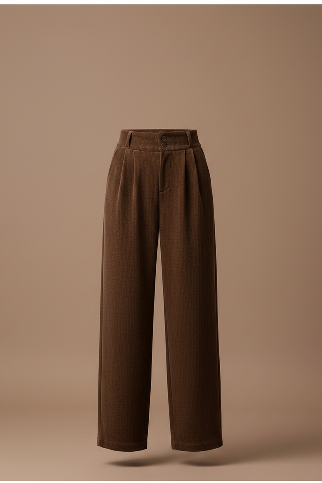Pantalon Marron Côtelé Ample Plissé Décontracté Élégant Femme - Cordé - vue 3