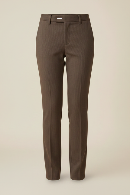 Pantalon Marron Slim Rayures Discrètes Décontracté Fille - Gabardine - vue 3