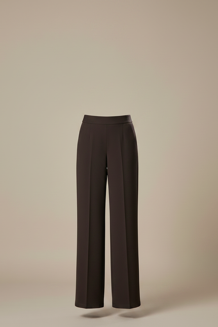 Pantalon Marron Élégant Ample Taille Haute Femme - Polyester - vue 3