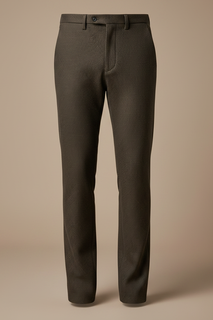 Pantalon Marron Homme Habillé Tissé Slim Élégant - Tweed - vue 3
