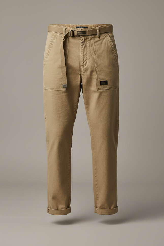 Pantalon Marron Coton Décontracté Ample Homme Cargo - Kaki - vue 3