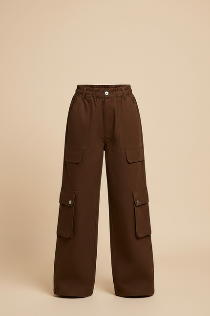 Pantalon Marron Cargo Ample Enfant Fille - Toile - vue 3
