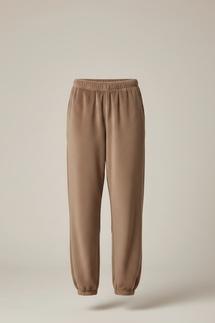 Pantalon Marron Polaire Doux Confortable Élastique Femme - Molleton - vue 3