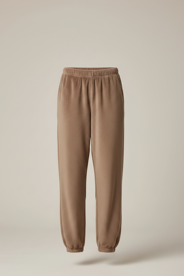 Pantalon Marron Polaire Doux Confortable Élastique Femme - Molleton - vue 3
