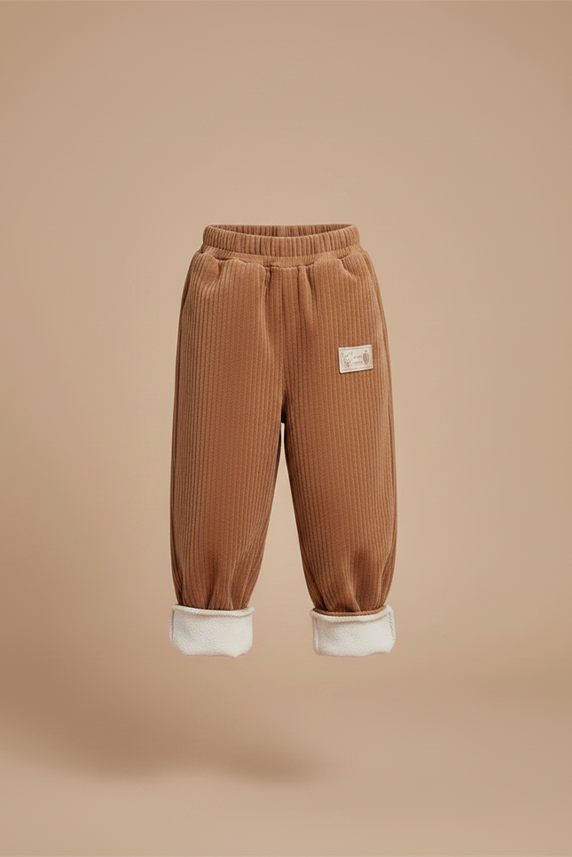 Pantalon Marron Côtelé Velours Ample Doublé Chaud Enfant - Cordé - vue 3