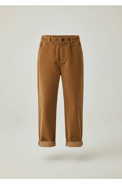 Pantalon Marron Côtelé Ample Décontracté Garçon - Cordé - vue 3