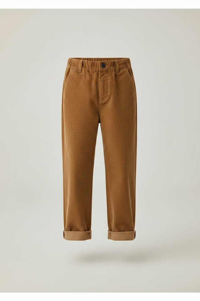 Pantalon Marron Côtelé Ample Décontracté Garçon - Cordé - vue 3
