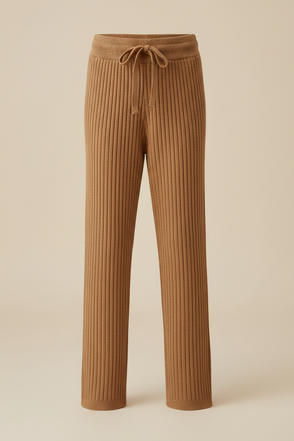 Pantalon Marron Côtelé Tricoté Confortable Droit Enfant - Maille - vue 3
