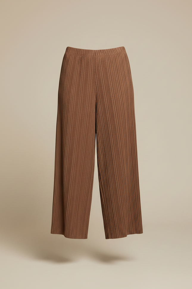 Pantalon Marron Plissé Ample Fluide Décontracté - Maille - vue 3