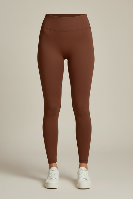 Pantalon Marron Taille Haute Élastique Yoga Fitness Femme - Polyester - vue 3