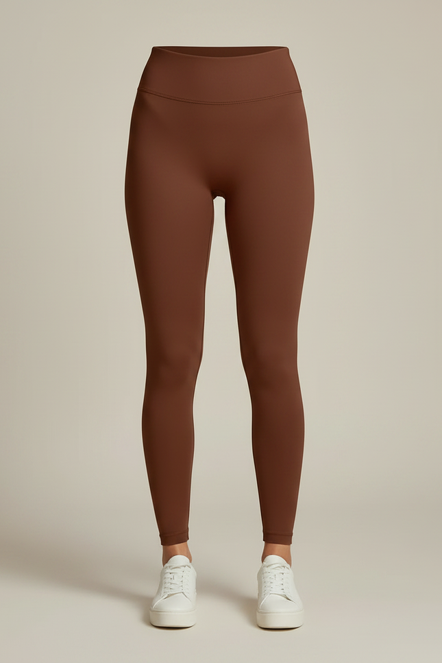 Pantalon Marron Taille Haute Élastique Yoga Fitness Femme - Polyester - vue 3