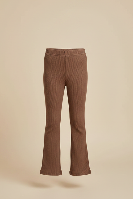 Pantalon Marron Côtelé Évasé Slim Élastique Fille - Maille - vue 3