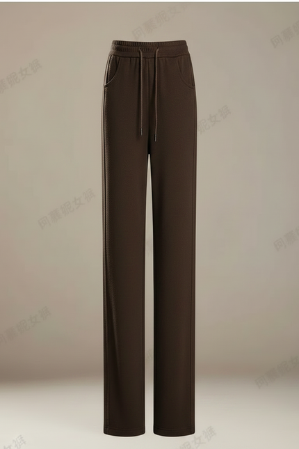 Pantalon Marron Ample Taille Haute Décontracté Droit - Maille - vue 3