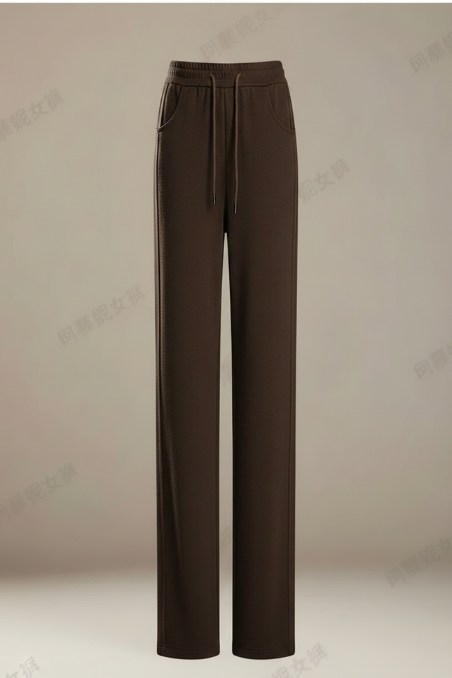 Pantalon Marron Ample Taille Haute Décontracté Droit - Maille - vue 3