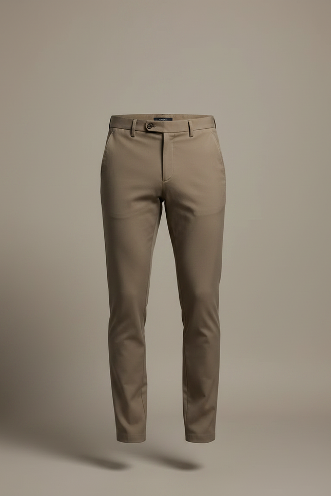 Pantalon Marron Coupe Droite Élégant Décontracté Homme - Gabardine - vue 3
