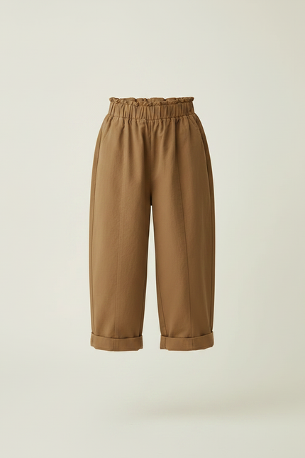 Pantalon Marron Coton Ample Élastique Enfant Plié - vue 3