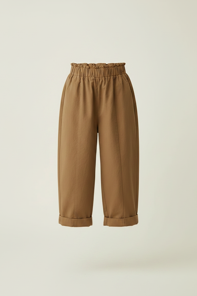 Pantalon Marron Coton Ample Élastique Enfant Plié - vue 3