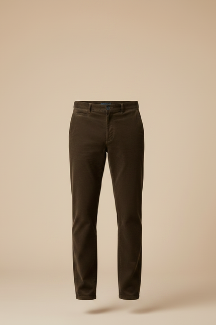 Pantalon Marron Côtelé Droit Épais Décontracté Homme - Cordé - vue 3