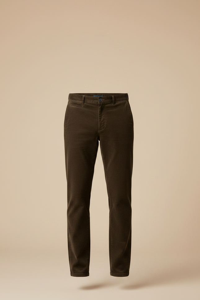 Pantalon Marron Côtelé Droit Épais Décontracté Homme - Cordé - vue 3
