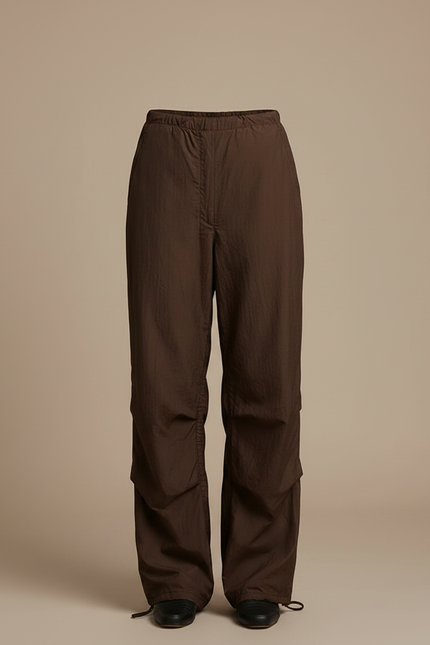 Pantalon Marron Ample Taille Basse Décontracté - Polyester - vue 3