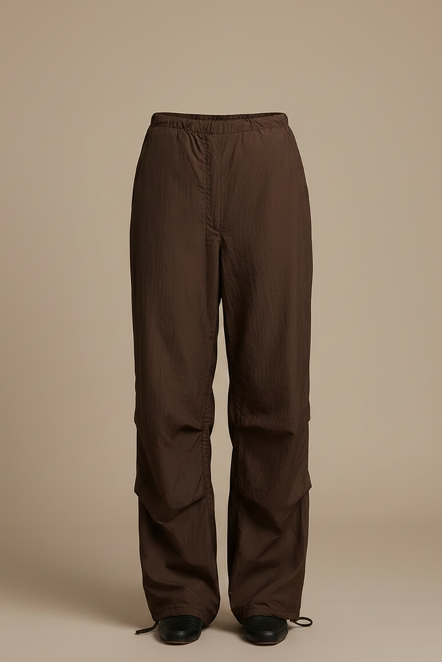 Pantalon Marron Ample Taille Basse Décontracté - Polyester - vue 3