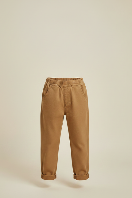 Pantalon Marron Confortable Coton Décontracté Enfant - vue 3