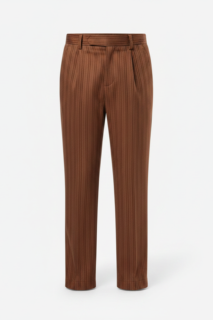 Pantalon Marron Plissé Rayé Enfant Élégant Décontracté - Polyester - vue 3