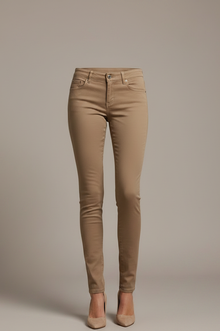 Pantalon Marron Skinny Taille Moyenne Élégant Femme - Jean - vue 3