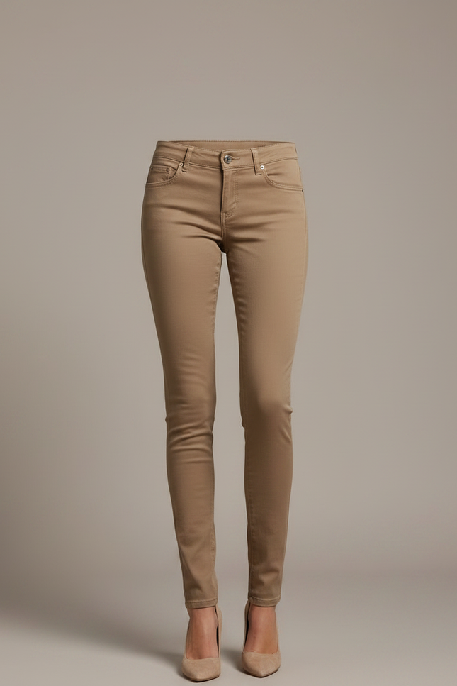 Pantalon Marron Skinny Taille Moyenne Élégant Femme - Jean - vue 3