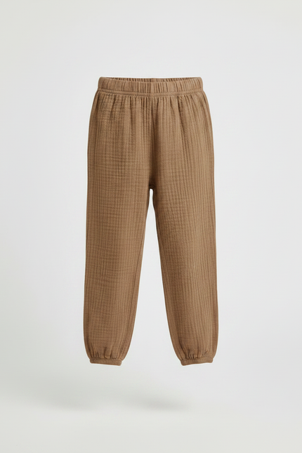 Pantalon Marron Ample Côtelé Élastique Confortable Enfant - Coton - vue 3