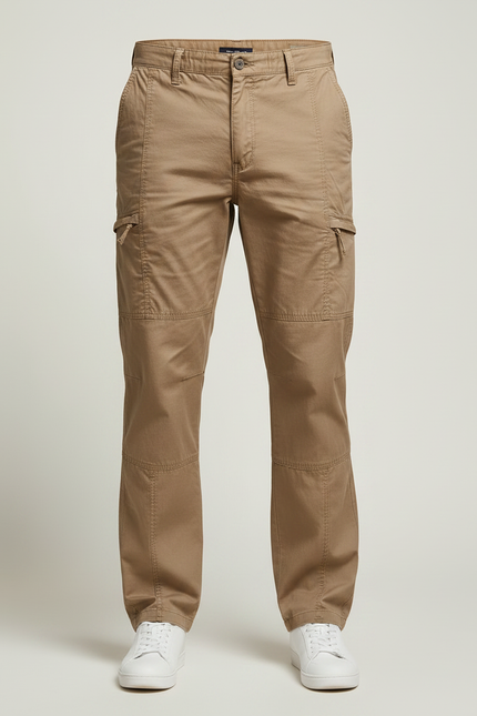 Pantalon Marron Cargo Coton Droit Décontracté Homme - Kaki - vue 3