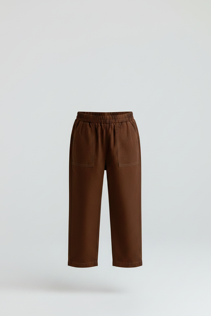 Pantalon Marron Ample Coton Casual Enfant - Toile - vue 3