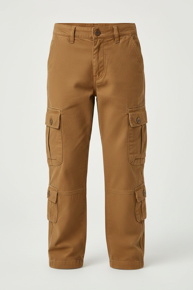 Pantalon Marron Cargo Coton Ample Multi-Poches Garçon - vue 3