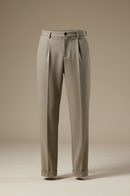 Pantalon Marron Laine Droit Formel Plissé Homme - Gabardine - vue 3