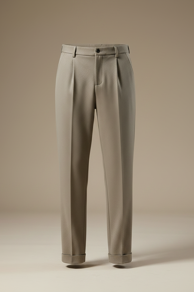 Pantalon Marron Laine Droit Formel Plissé Homme - Gabardine - vue 3