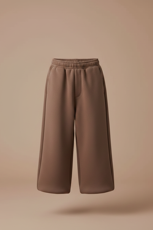 Pantalon Marron Ample Molletonné Enfant Décontracté Chaud - vue 3