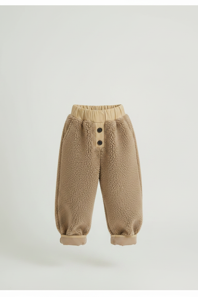 Pantalon Marron Polaire Ample Chaud Enfant Hiver - Molleton - vue 3