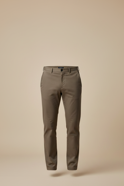 Pantalon Marron Homme Coton Droit Décontracté Élégant - Kaki Gabardine - vue 3
