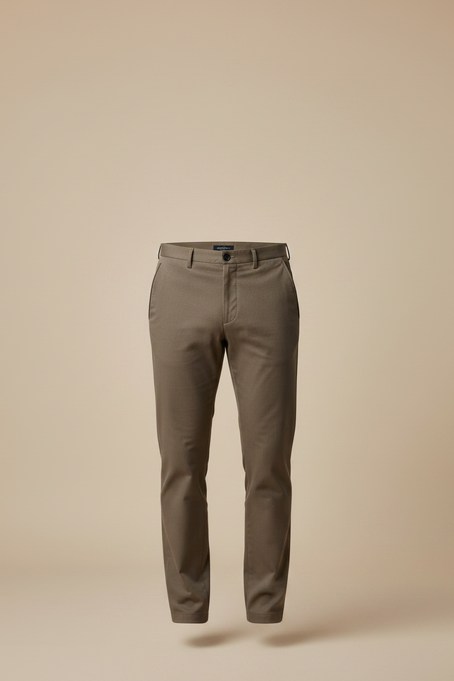 Pantalon Marron Homme Coton Droit Décontracté Élégant - Kaki Gabardine - vue 3