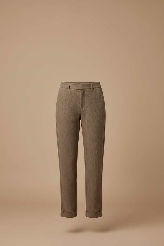Pantalon Marron Laine Cigarette Motif Texturé Élégant - vue 3
