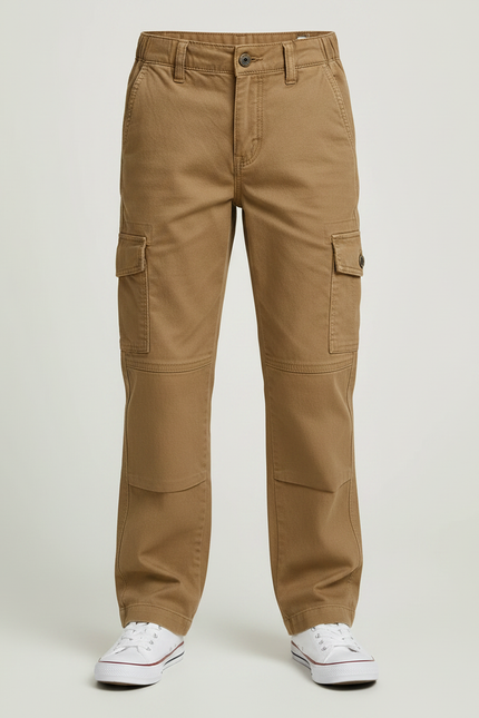 Pantalon Marron Cargo Enfant Décontracté Coton Poches - Toile - vue 3