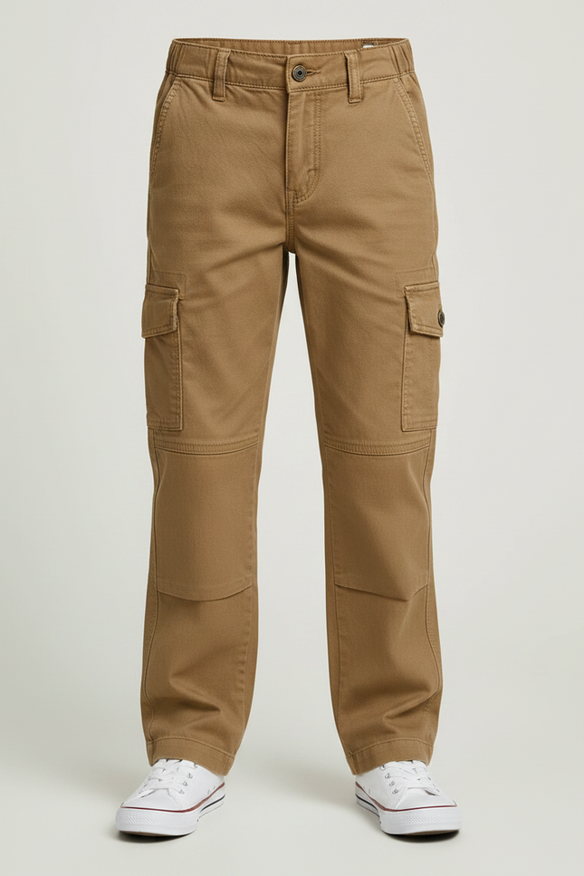 Pantalon Marron Cargo Enfant Décontracté Coton Poches - Toile - vue 3