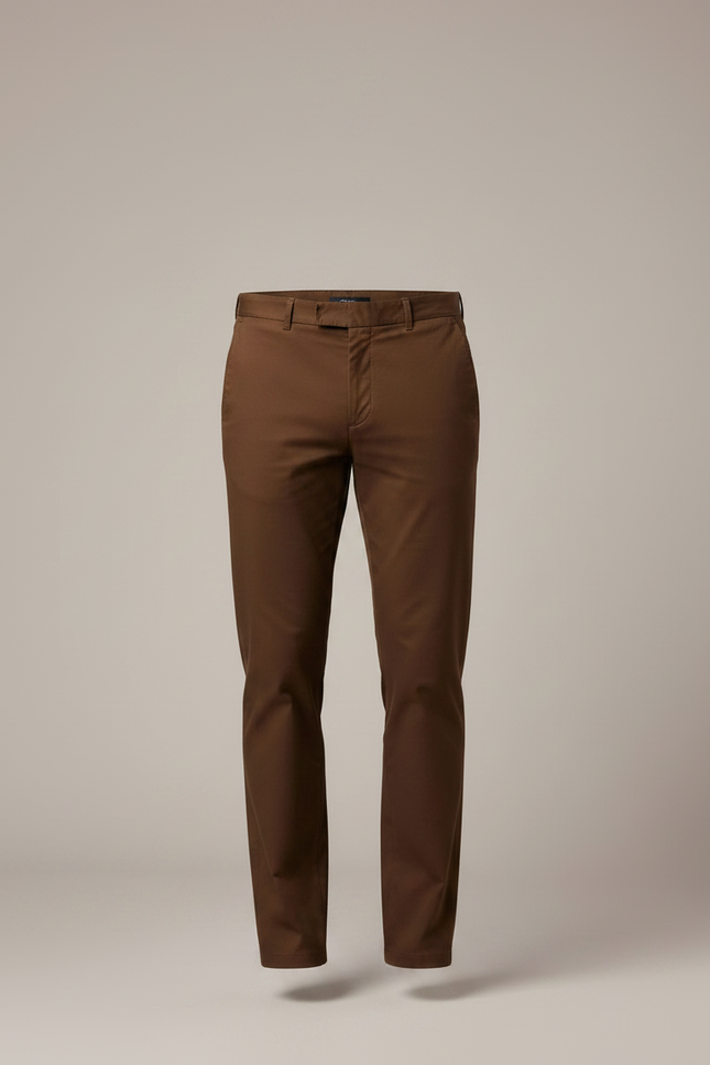 Pantalon Marron Coton Droit Classique Homme - vue 3