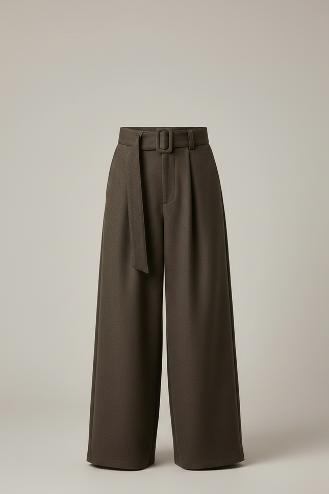 Pantalon Marron Ample Drapé Ceinturé Décontracté Homme - Gabardine - vue 3