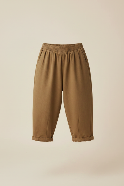 Pantalon Marron Ample Coton Enfant Décontracté - Molleton - vue 3